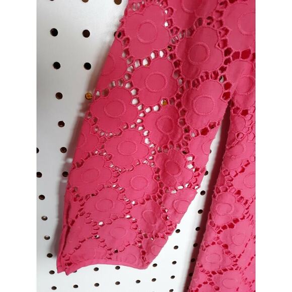 Talbots Pink Eyelet Sheath Dress Cotton Scalloped Hemline 3/4 sleeve Size 2 - Picture 5 of 10